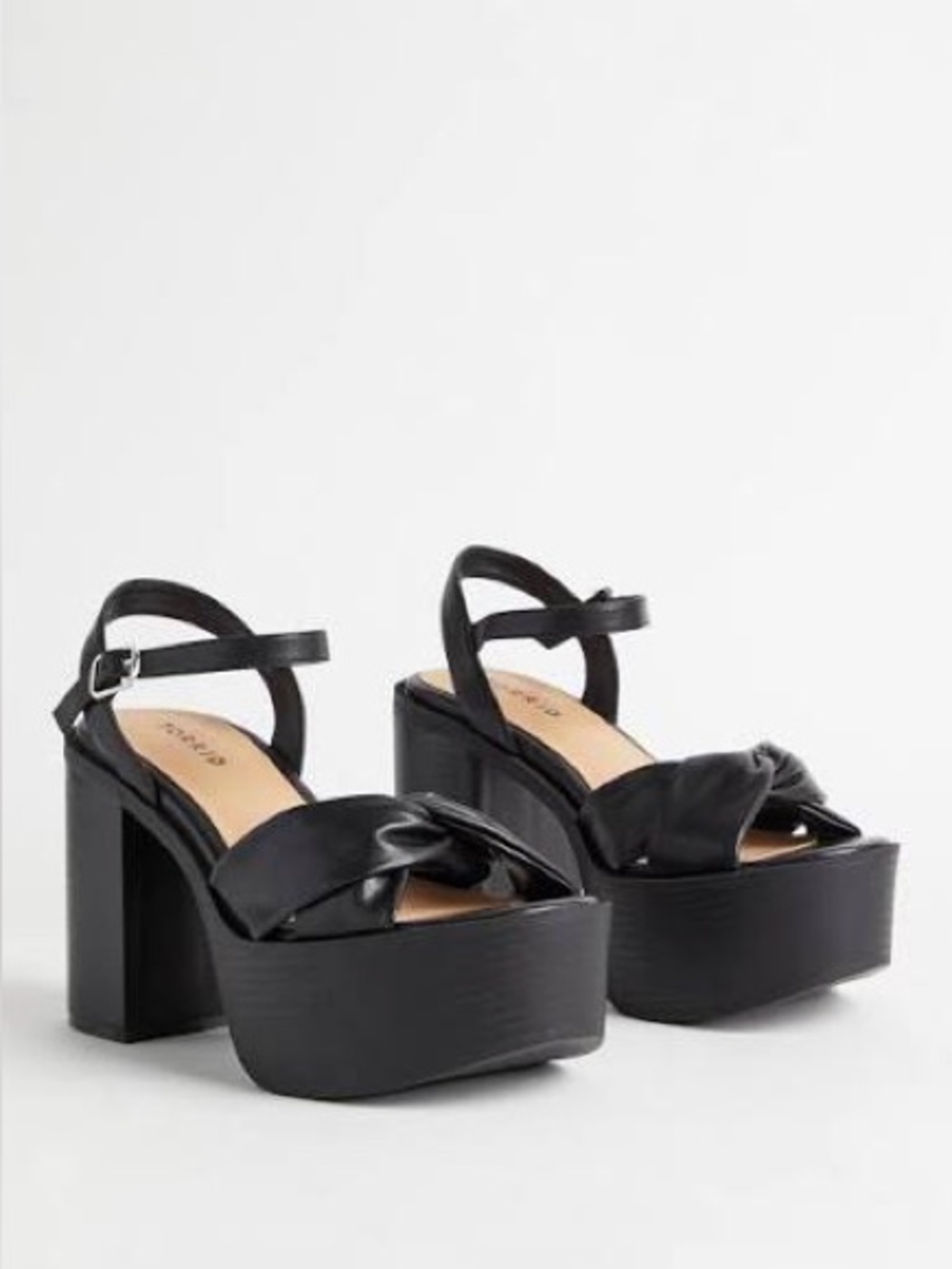 Torrid Black Soft Knot Platform Heels Sandals Size 12WW (Extra Wide Width)